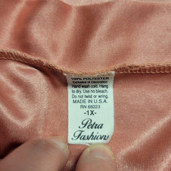 Petra Fashions 1X Light Pink Lace Shortsleeve Classic Tie Summer Robe - Picture 9 of 9